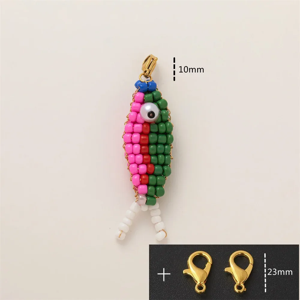 sac à dos en forme de poisson en perles fait à la main, pendentif à fermeture éclair, décoration suspendue pour filles, porte-clés d'étudiant, accessoires de bricolage, ornements