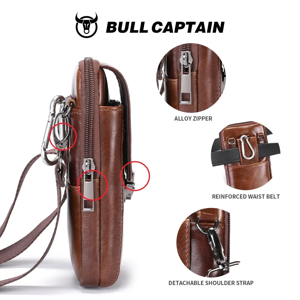 bullcaptain sac banane vintage en cuir véritable pour hommes, sac de voyage, sac banane à la ceinture, sac à bandoulière, pochette pour téléphone portable
