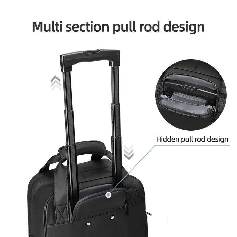 sac à dos de voyage à roulettes pour homme, sac à dos imperméable sur roulettes, bagages à roulettes pour l'embarquement.