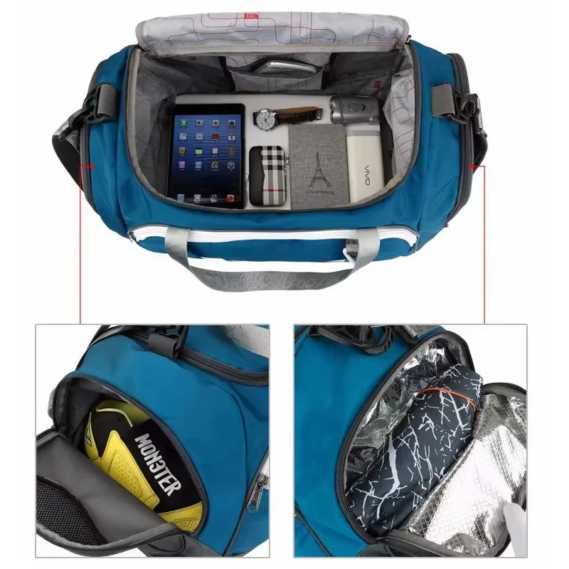 sac de sport de voyage avec compartiment à chaussures indépendant, séparation sec/humide, sac à main, sac bandoulière, sac de voyage