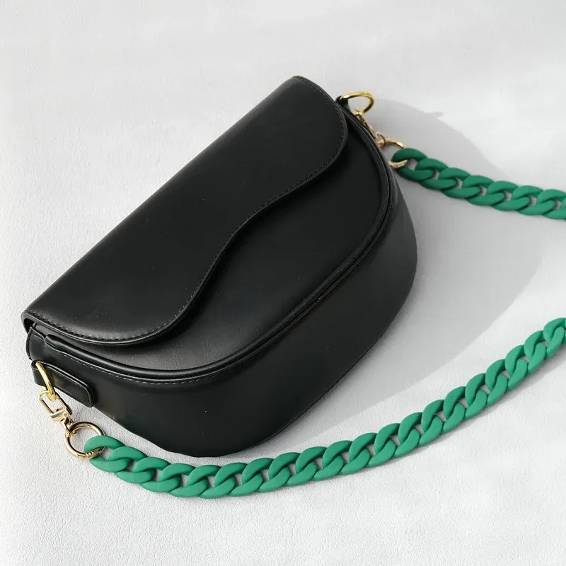 nouvelle chaîne d'accessoire de sac à main femme tendance, chaîne en résine givrée vert bonbon et bleu mat, sangle givrée pour pochette et sac à bandoulière femme
