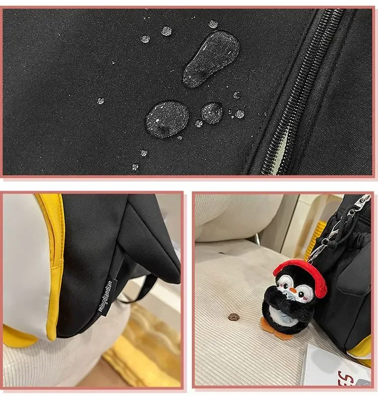 sac à dos mignon en forme de pingouin 3d – sac à dos en nylon résistant à l’eau, sac léger pour ordinateur portable de 13 pouces, sac d’école kawaii pour femmes.