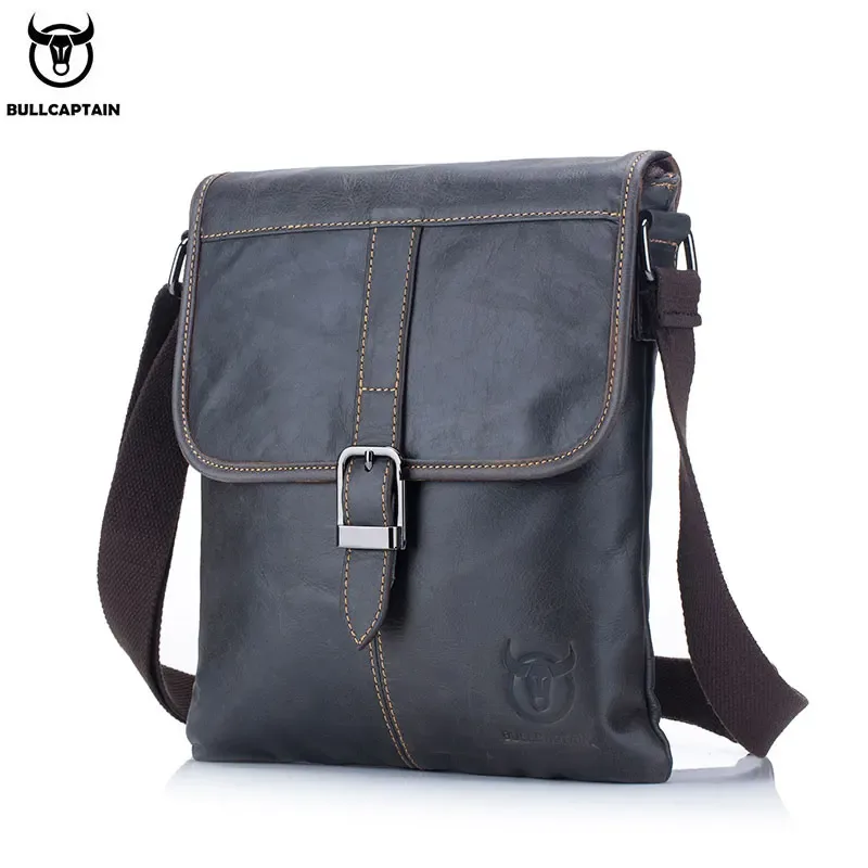 bullcaptain sac à bandoulière en cuir pour homme, décontracté, sportif, pour l'extérieur, en cuir souple de première qualité, tendance, petit sac plat pour affaires