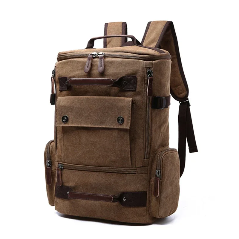 sac à dos vintage en toile pour homme, cartable d'école, de voyage, grande capacité, pour ordinateur portable