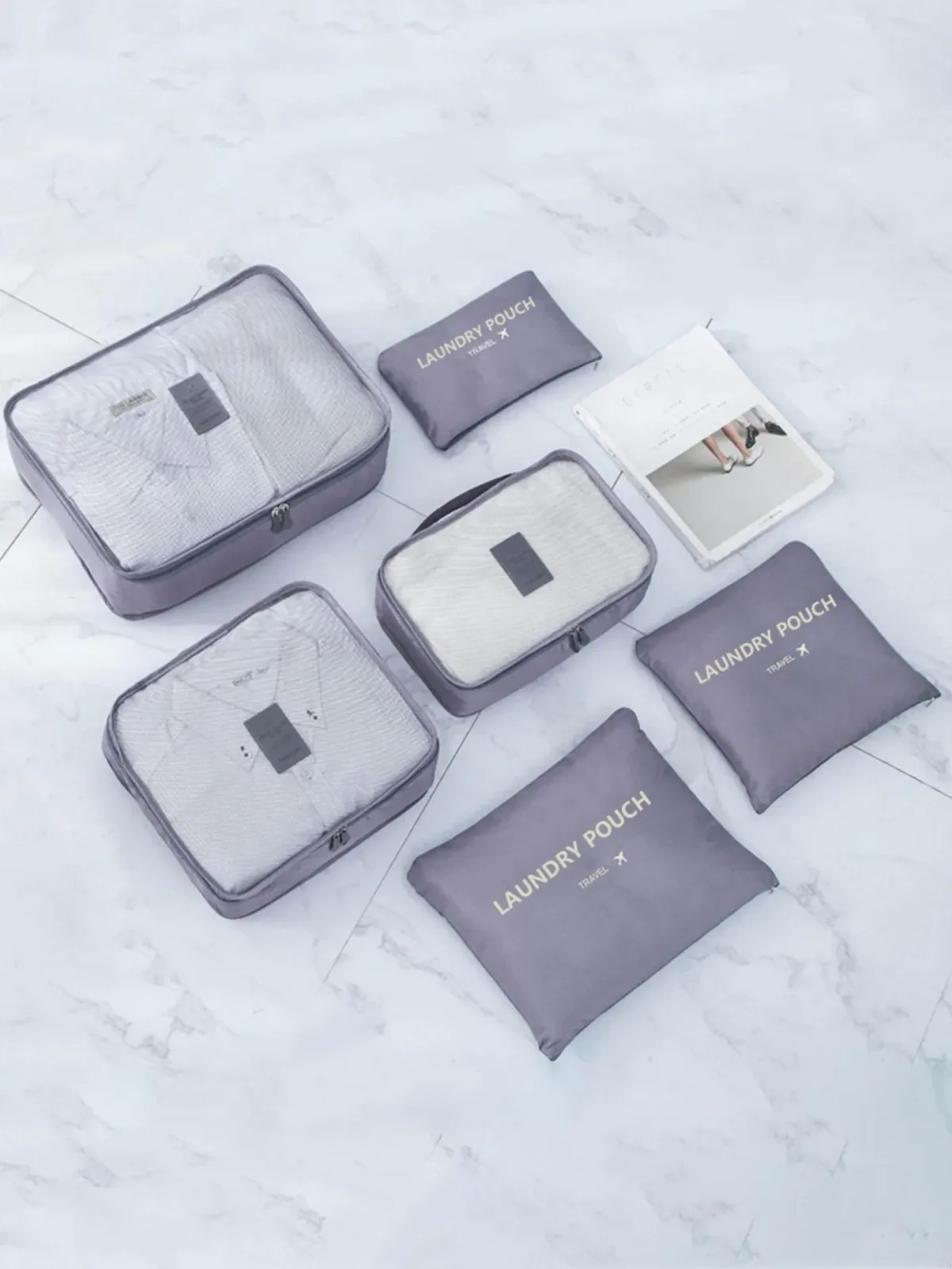 ensemble de 6 grands sacs de rangement de voyage en tissu oxford, adaptés aux sacs à dos et aux valises, sacs de rangement de voyage, sacs de rangement de bagages multifonctionnels et durables, adaptés aux emballages efficaces, accessoires de voyage essentiels, pratiques pour organiser les vêtements, les cosmétiques, les articles de toilette, etc.