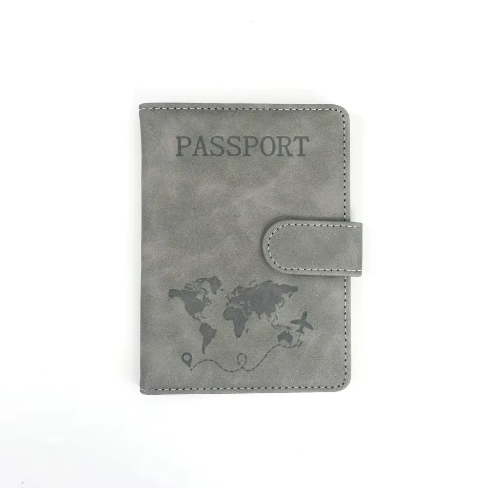 étui de transport multifonctionnel personnalisé en pu avec fermeture magnétique rfid pour passeport, carte sim, carte, billet, organiseur de documents