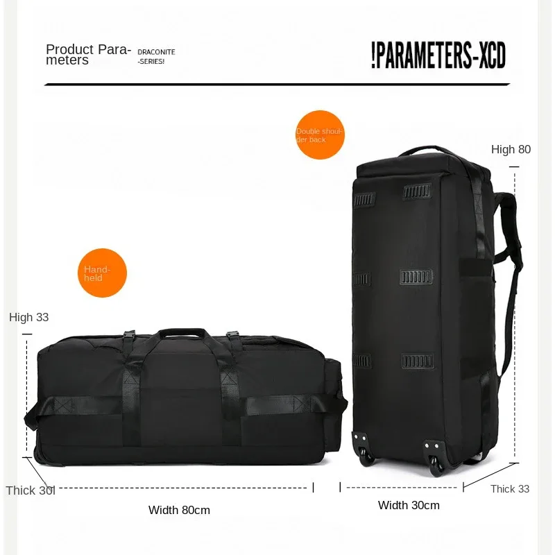 sac à dos de voyage à roulettes de grande capacité pour hommes, sac d'enregistrement, valise à roulettes pliable, bagage à roulettes oxford