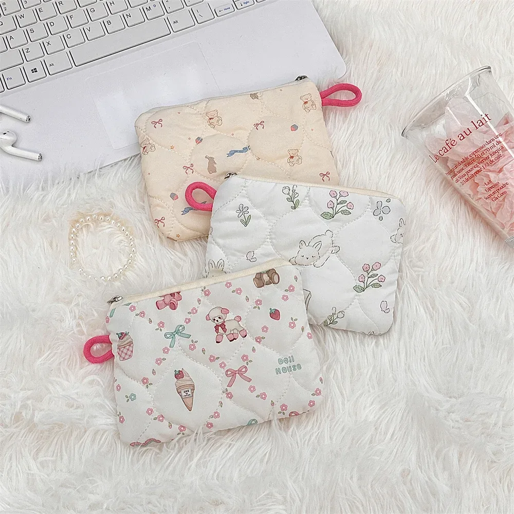 sac de rangement portable de dessin animé mignon pour femmes, petit sac à main de voyage, sac à cosmétiques, sac à main pour rouge à lèvres, carte pour écouteurs, mini portefeuille de maquillage, sac en poudre
