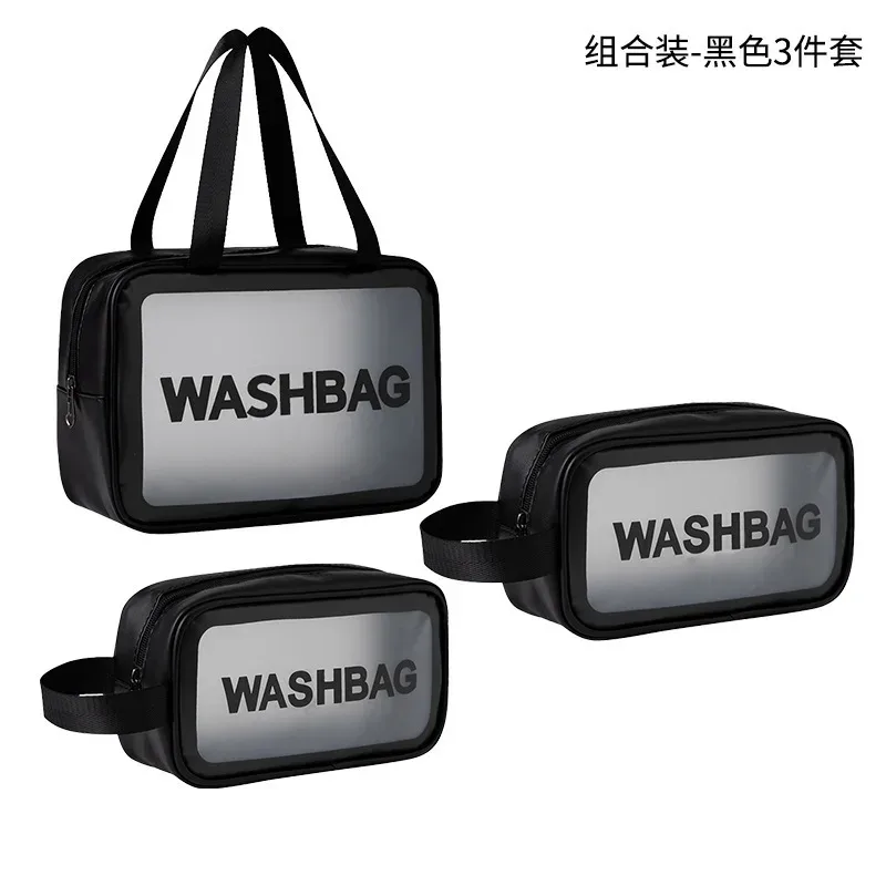 trousse toilette pvc transparent bleu blanc rose noir doré gris voyage cosmétiques maquillage grande capacité portable imperméable