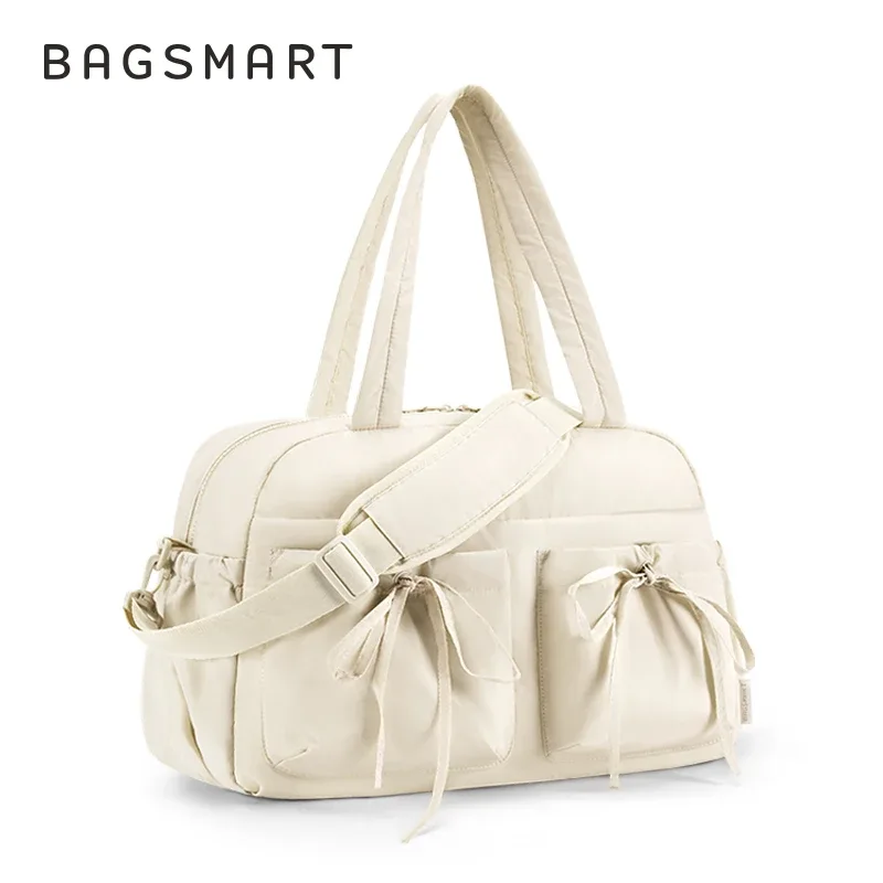 sac voyage polyester noir rose bandoulière poignée supérieure poches latérales grande capacité usage voyage sport loisirs