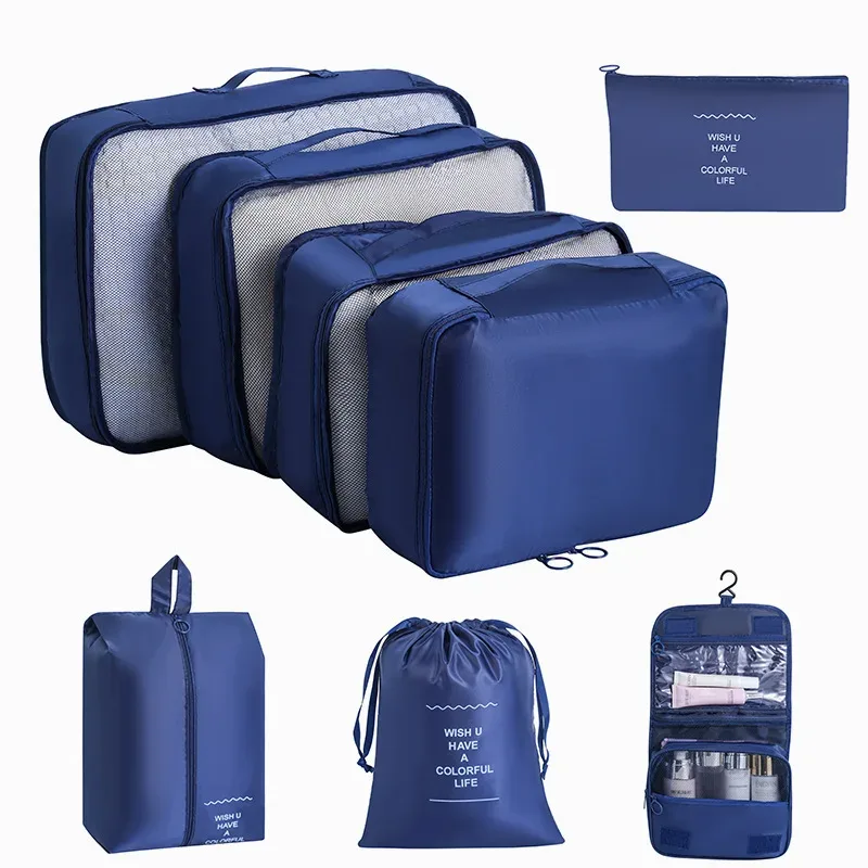 organisateur voyage tissu oxford beige clair grille transparente grande capacité rangement vêtements accessoires transports usage polyvalent domicile travail
