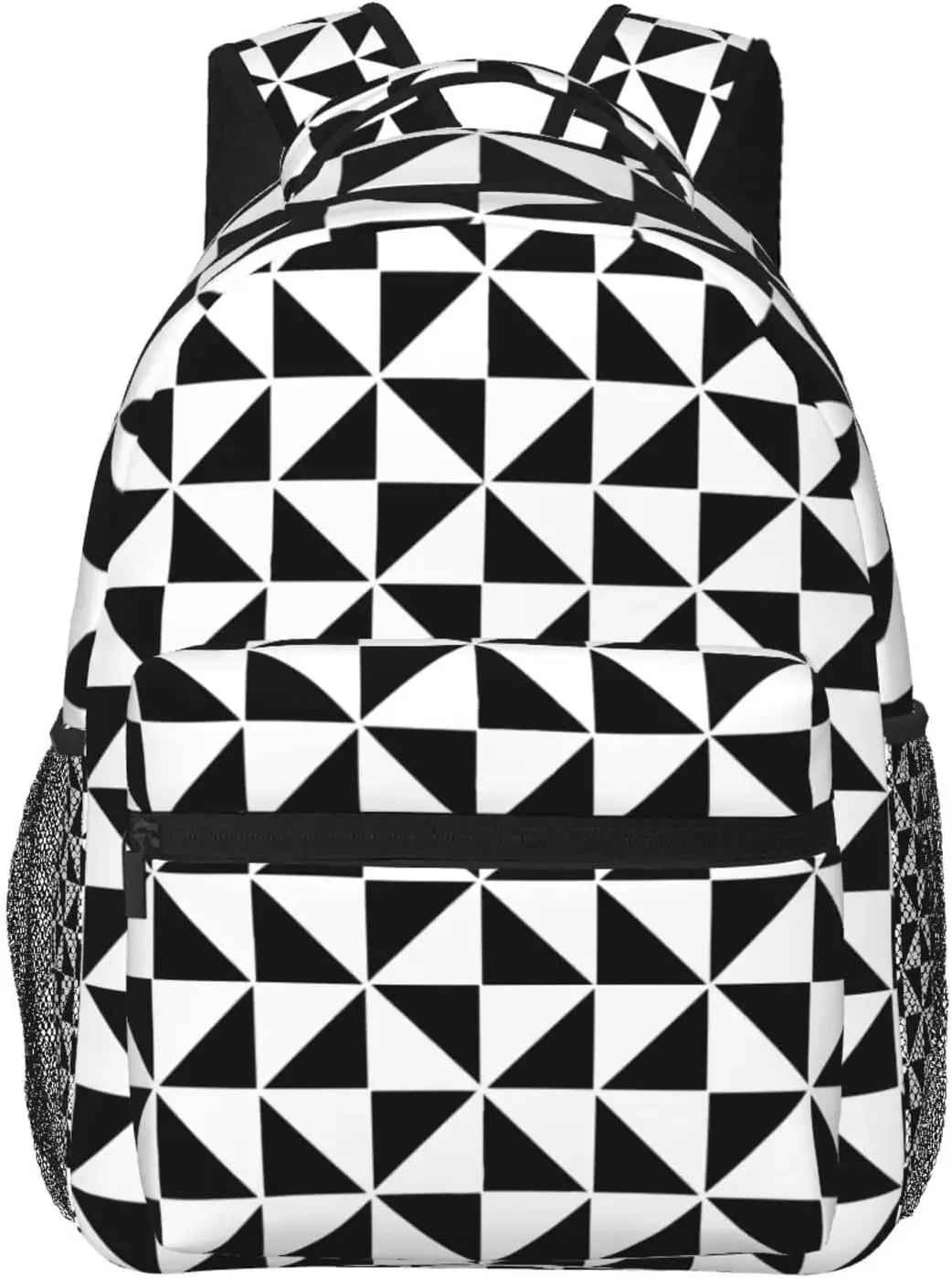 sac à dos à carreaux noir et blanc pour hommes et femmes, sacs à livres mignons, sac pour ordinateur portable, sacs initiés, voyage, randonnée, camping, sac à dos de jour