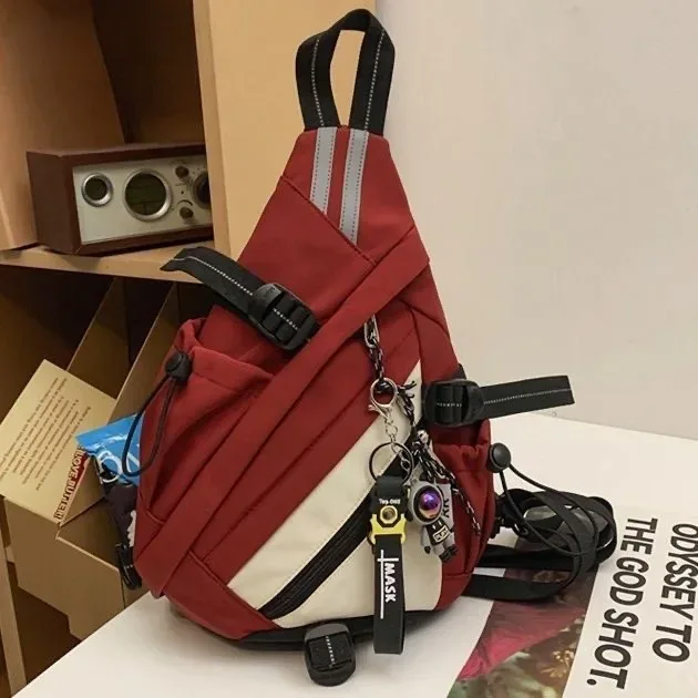 2024 techwear style hip hop sport moto sac à dos hommes femmes multifonction étanche voyage unique épaule sac d'école