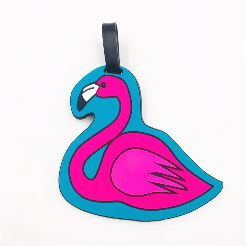 étiquette bagage plastique pvc silicone motifs dessin animé fruits animaux gâteaux licorne visages souriant coeurs avions rose blanc bleu vert jaune violet voyage