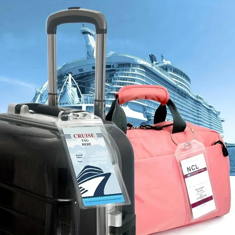 10-1 pièces nouvelles étiquettes de croisière porte-étiquettes de bagages pour bateau de croisière des caraïbes royales et des célébrités avec joint zippé et boucles en acier pvc épais