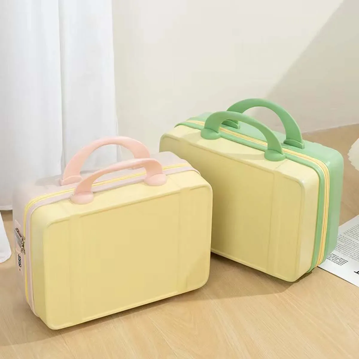 étui de maquillage couleur macaron 14 pouces, bagage portable, mini sac de voyage mignon, sac de rangement en gros, offre spéciale