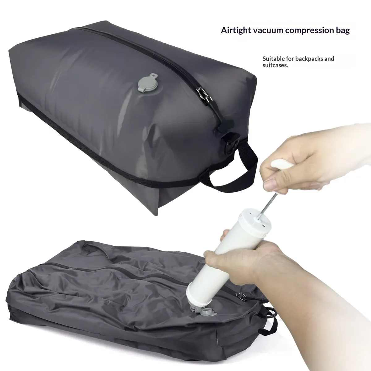 sacs de compression sous vide portables pour les voyages, sacs gain de place avec pompe manuelle, organisateur de vêtements étanche pour valise et sac à dos