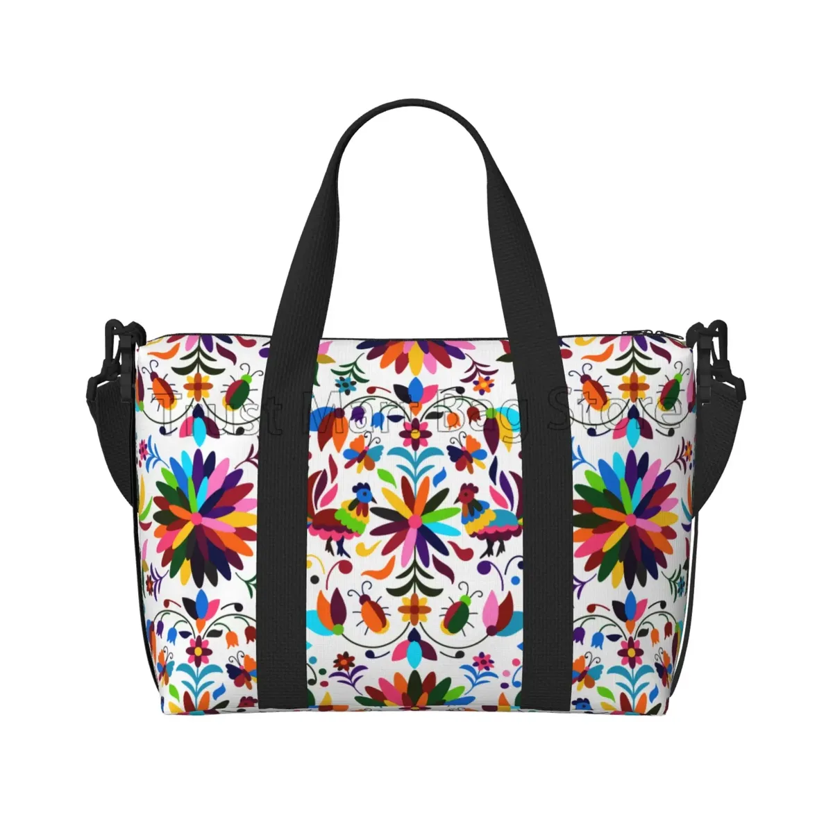 sac de voyage léger avec fleurs mexicaines, sacs de nuit pour week-end, fourre-tout boho art floral pour sport, gymnastique, yoga