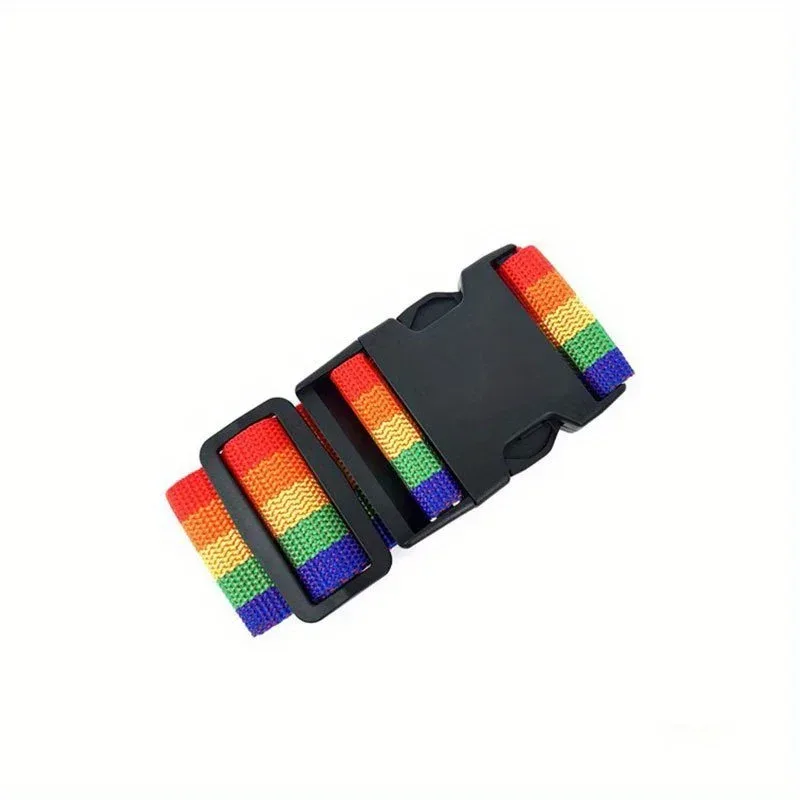 sangle bagage polyester extensible multicolore rouge orange jaune vert bleu violet bande boucle rapide voyage