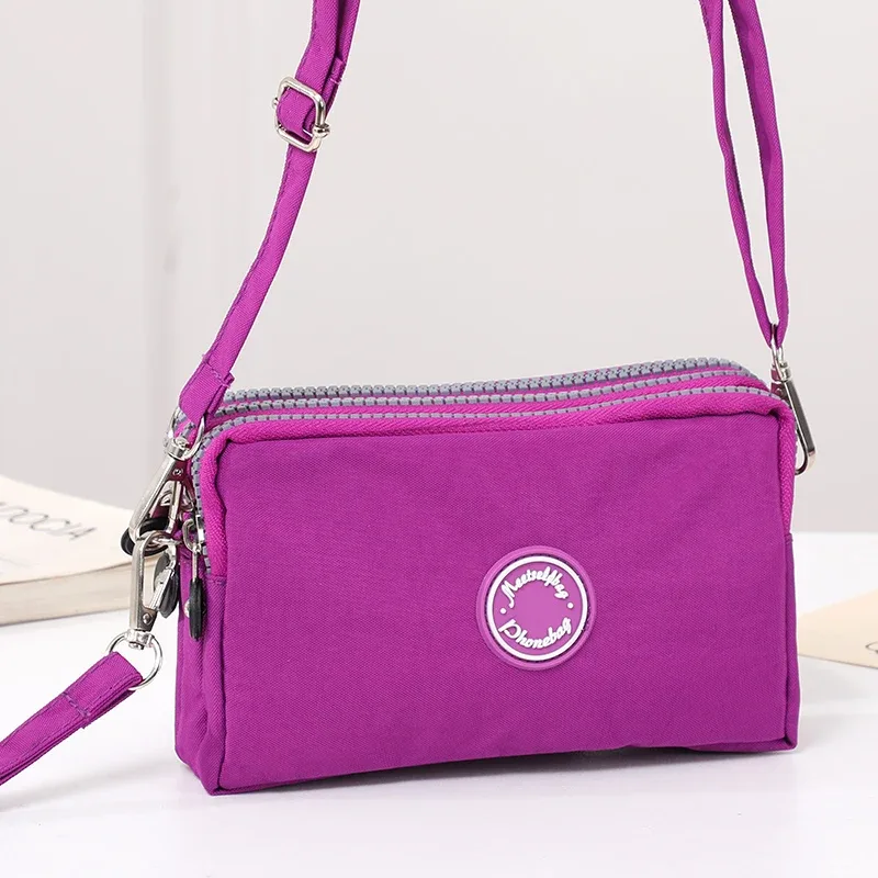 sac à bandoulière de grande capacité pour femmes, sac à bandoulière simple avec trois fermetures éclair pour téléphone et sac de rangement à changement ample