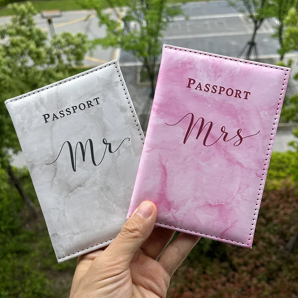 Couvertures personnalisées pour passeport Mr et Mrs, avec nom personnalisé, porte-passeport, couverture de passeport personnalisée pour couples