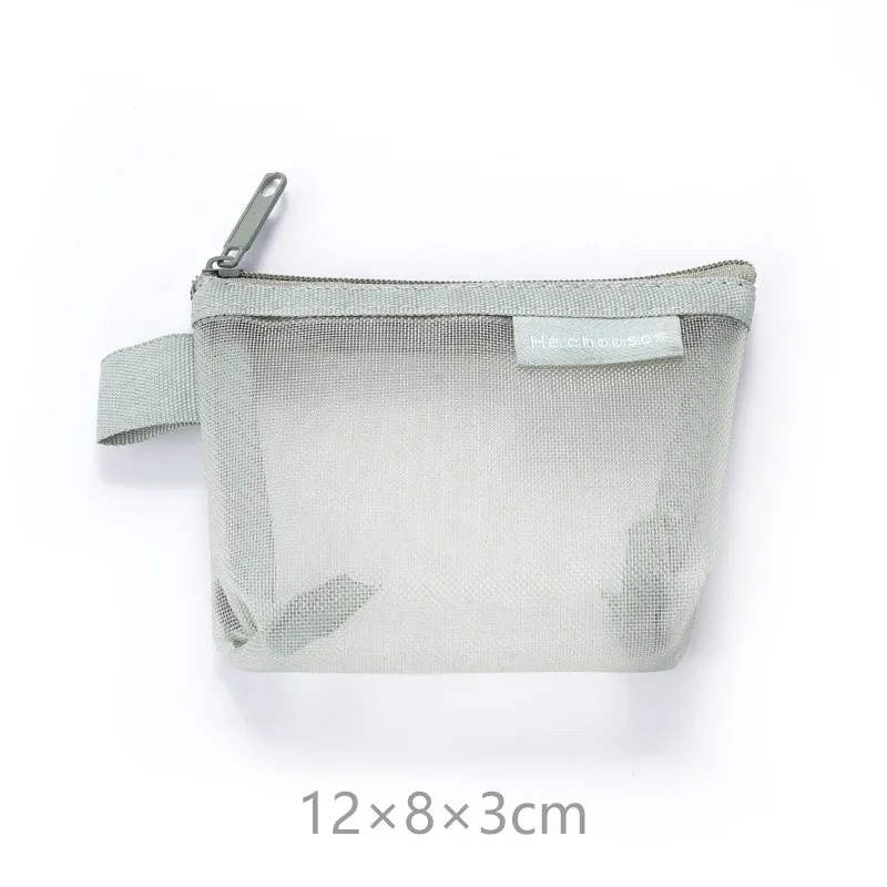 mini sacs à cosmétiques en maille de nylon transparent avec fermeture éclair, petits sacs de maquillage pour rouge à lèvres, pochette pour ligne de données, étui organisateur pour clé d'écouteurs