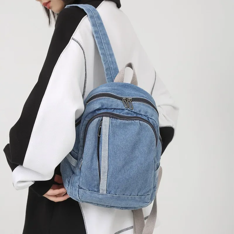 sac à dos en denim pour femmes, sac de voyage décontracté, sacs d'école pour étudiantes, sacs d'école pour adolescentes, sac à dos cowboy bleu mochila