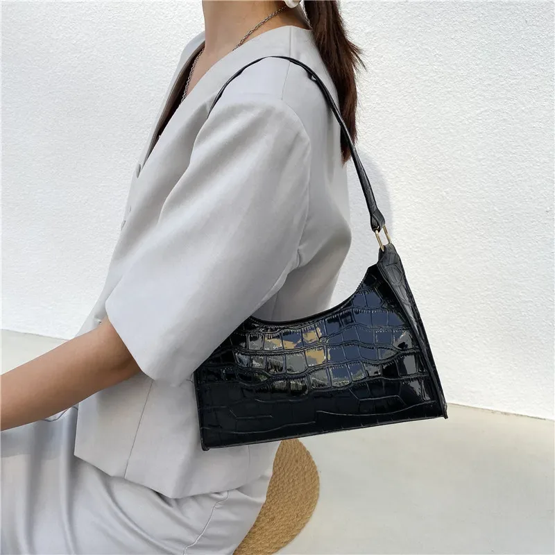 sacs à main et bourse rétro motif alligator pour femmes, petits sacs à bandoulière sous les aisselles, pochette fourre-tout en cuir pu de bonne qualité pour dames