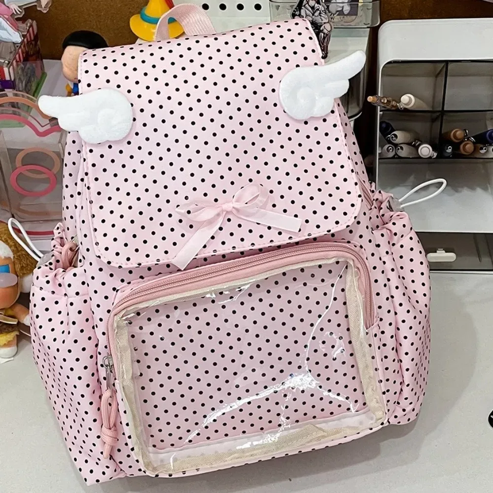dot imprimer mochilas mujer doux arc épissé mochila cordon poches sac adolescentes sac à dos nouveaux ins sacs pour femme