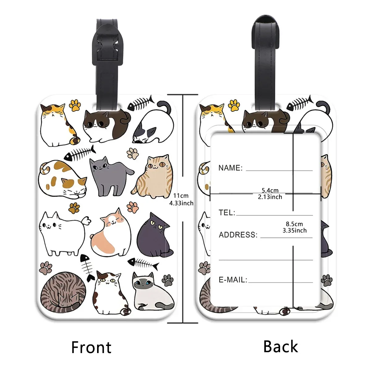 étiquettes de bagage chat dinosaure mignon, identification de valise, porte-nom d'adresse, étiquette de bagage, embarque de voyage, accessoires de valise portables