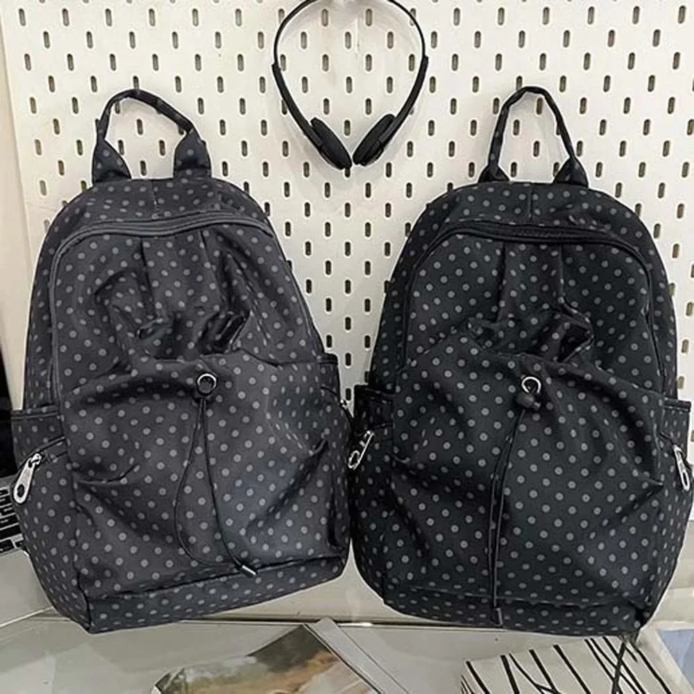 sac à dos en nylon anti-éclaboussures à pois, spacieux, léger, pour étudiants, lavable, durable, sac de voyage, sac de week-end