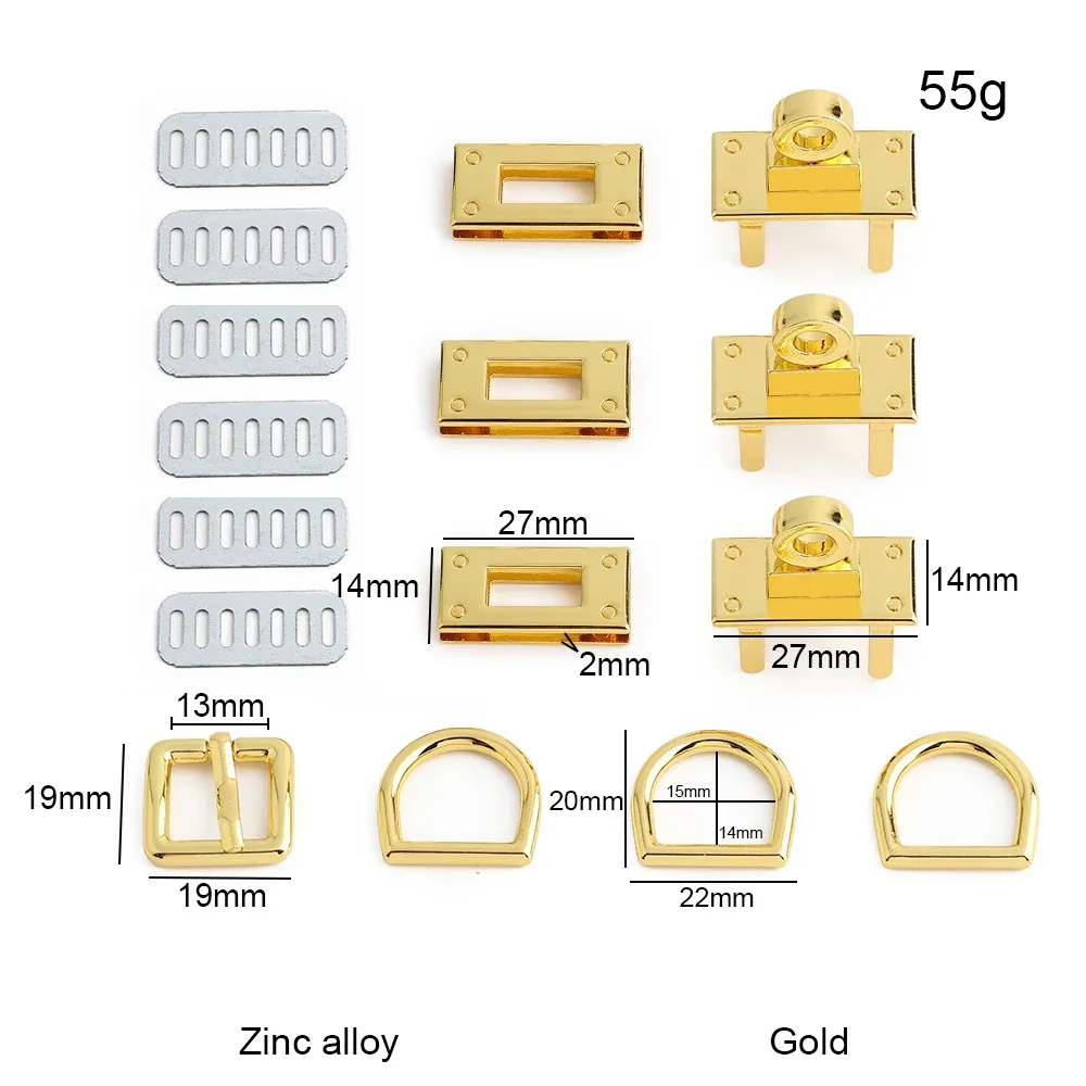 1/5/10 ensembles sac classique ensemble de boucles en métal serrure torsadée pour sac à dos boucle ardillon fermoir sac à main serrure décorative bricolage accessoires de réparation