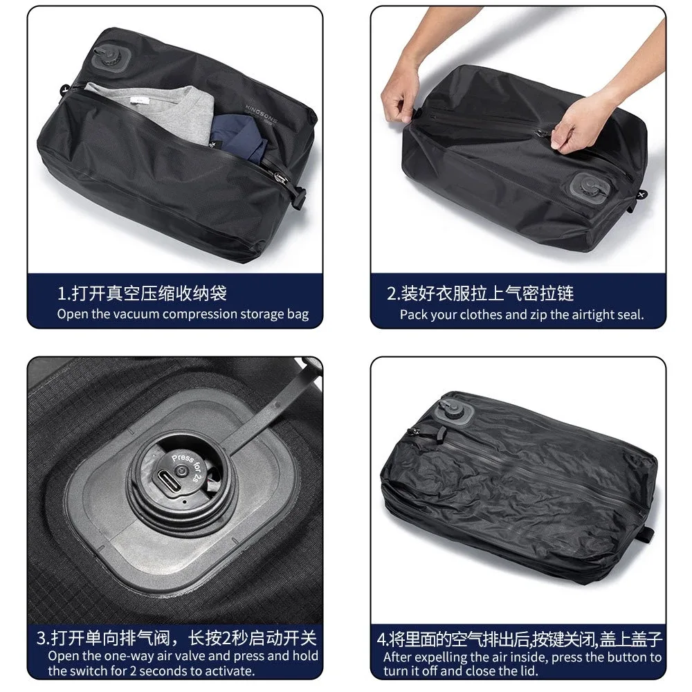 sac de compression sous vide électrique automatique rechargeable, sac de rangement de voyage étanche en tpu, organisateur pour vêtements