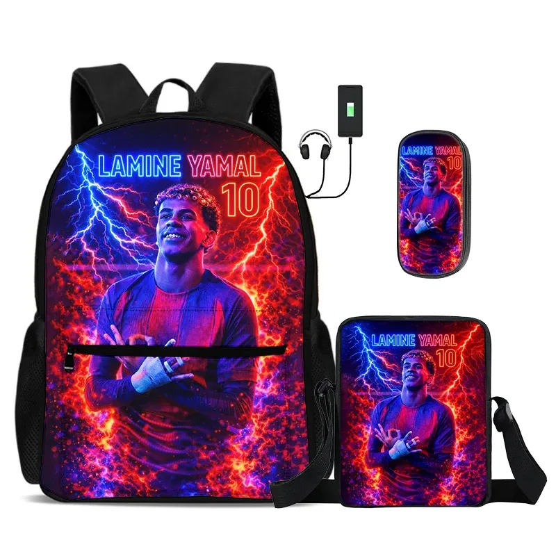sac dos nylon motif joueur football rouge blanc noir activité sportive bandoulière arquée intérieur informatique