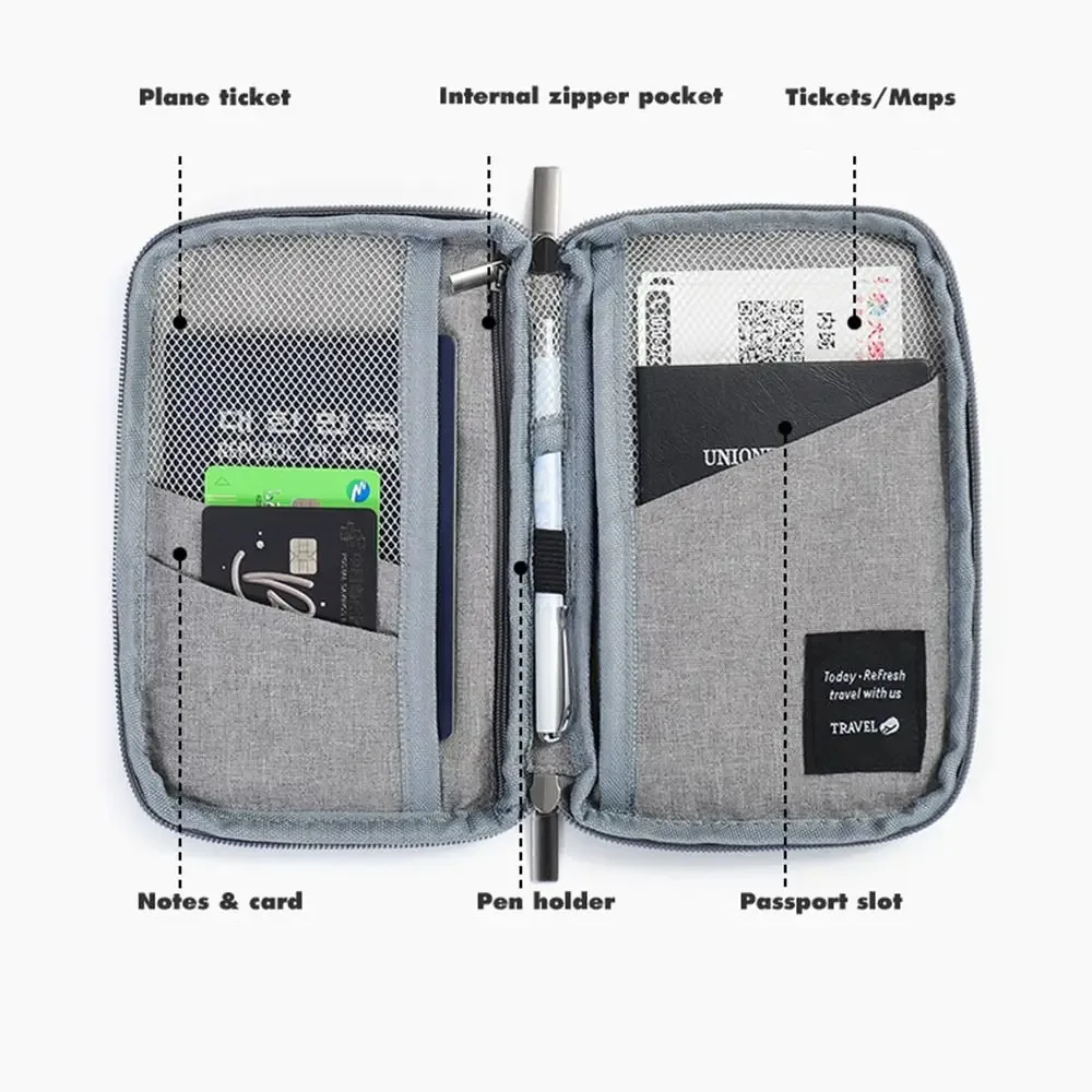 accessoires de voyage portefeuille de voyage en tissu ox porte-billets porte-passeport familial housse de protection pour passeport à fermeture éclair étui pour documents