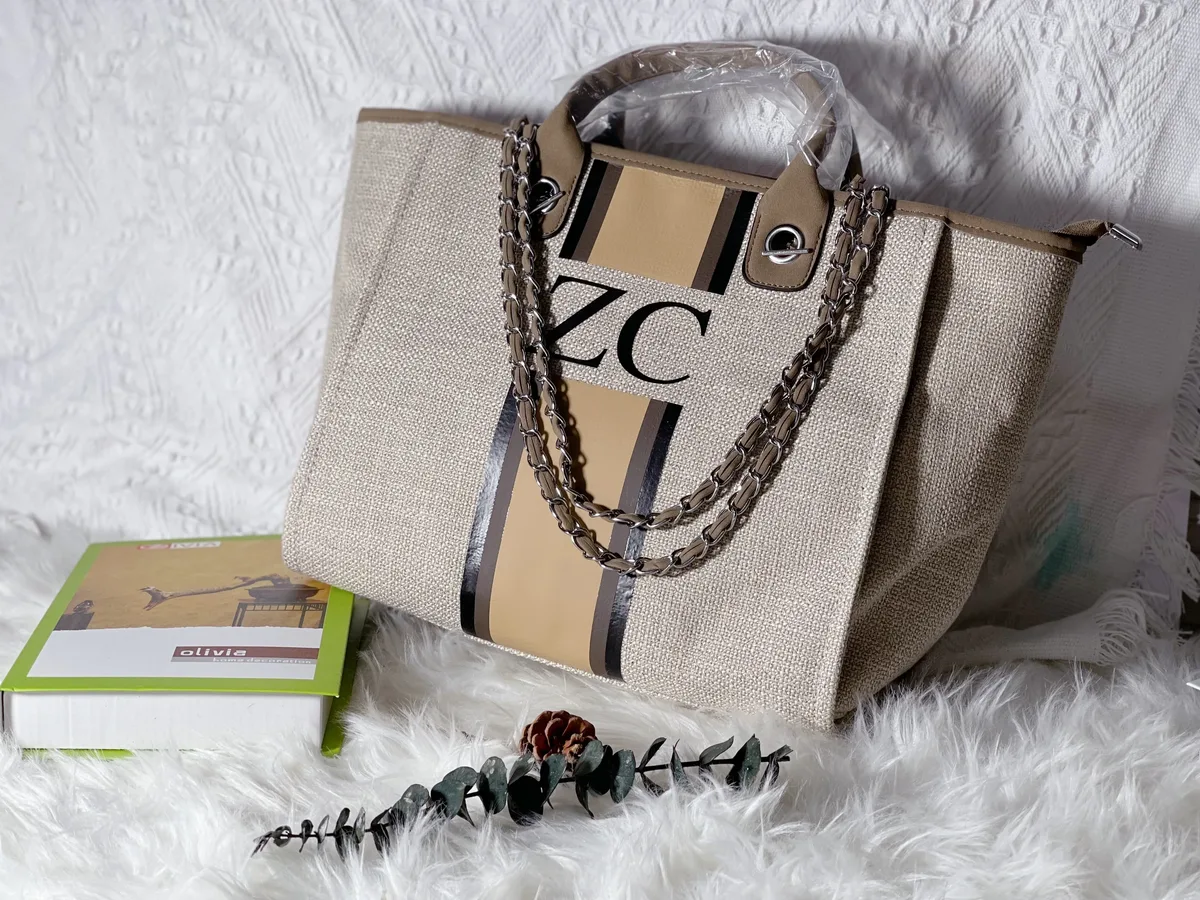 personnaliser monogramme sac fourre-tout grande maman mini toile sac à main sacs de voyage personnalisé chaîne sac à main rayure shopper épaule fourre-tout
