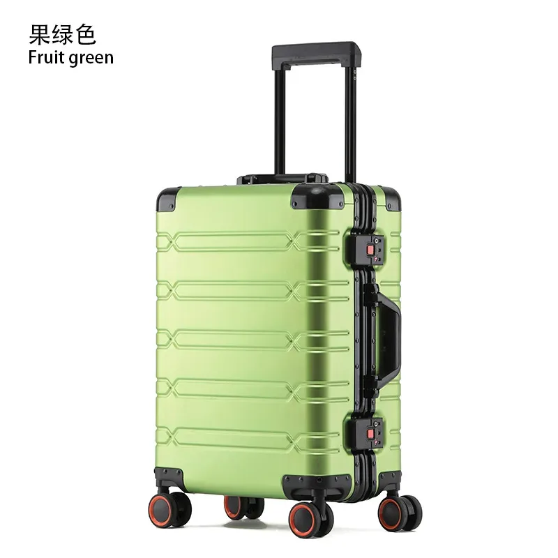 valise à roulettes de grande capacité en alliage d'aluminium et de magnésium, style rétro, avec serrure, pour voyages d'affaires.