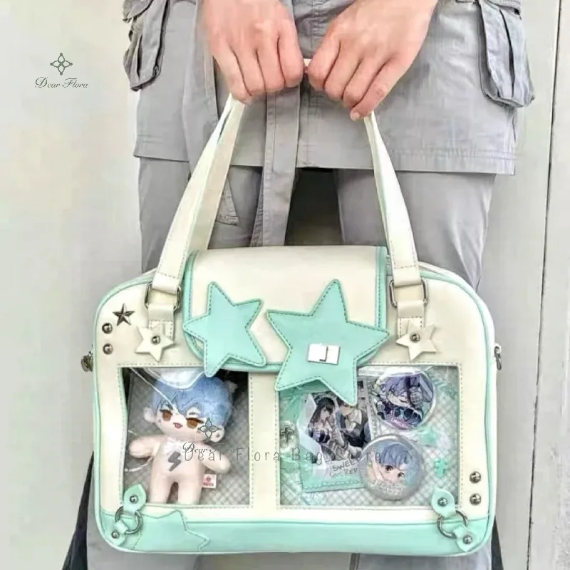 y2k tendance étoile ita sac lolita fille poche transparente femmes bricolage affichage sac à bandoulière mode sac à bandoulière mignon sac à main sac à main