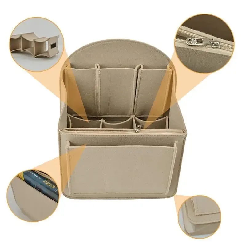 sac en feutre de grande capacité, sac de voyage, sac intérieur, sac à dos portable, sac de rangement adapté pour sac à bandoulière et sac à main