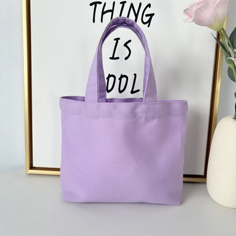 sac fourre-tout en toile de style coréen, sacs de shopping simples de couleur unie, petits sacs à la mode pour le shopping quotidien, sac à main pliable décontracté
