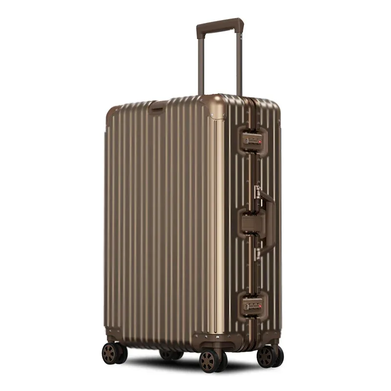 valise aluminium silencieuses toupies poignée confortable 360 degres roues cadre renforce traction alliage élégante voyage grande taille