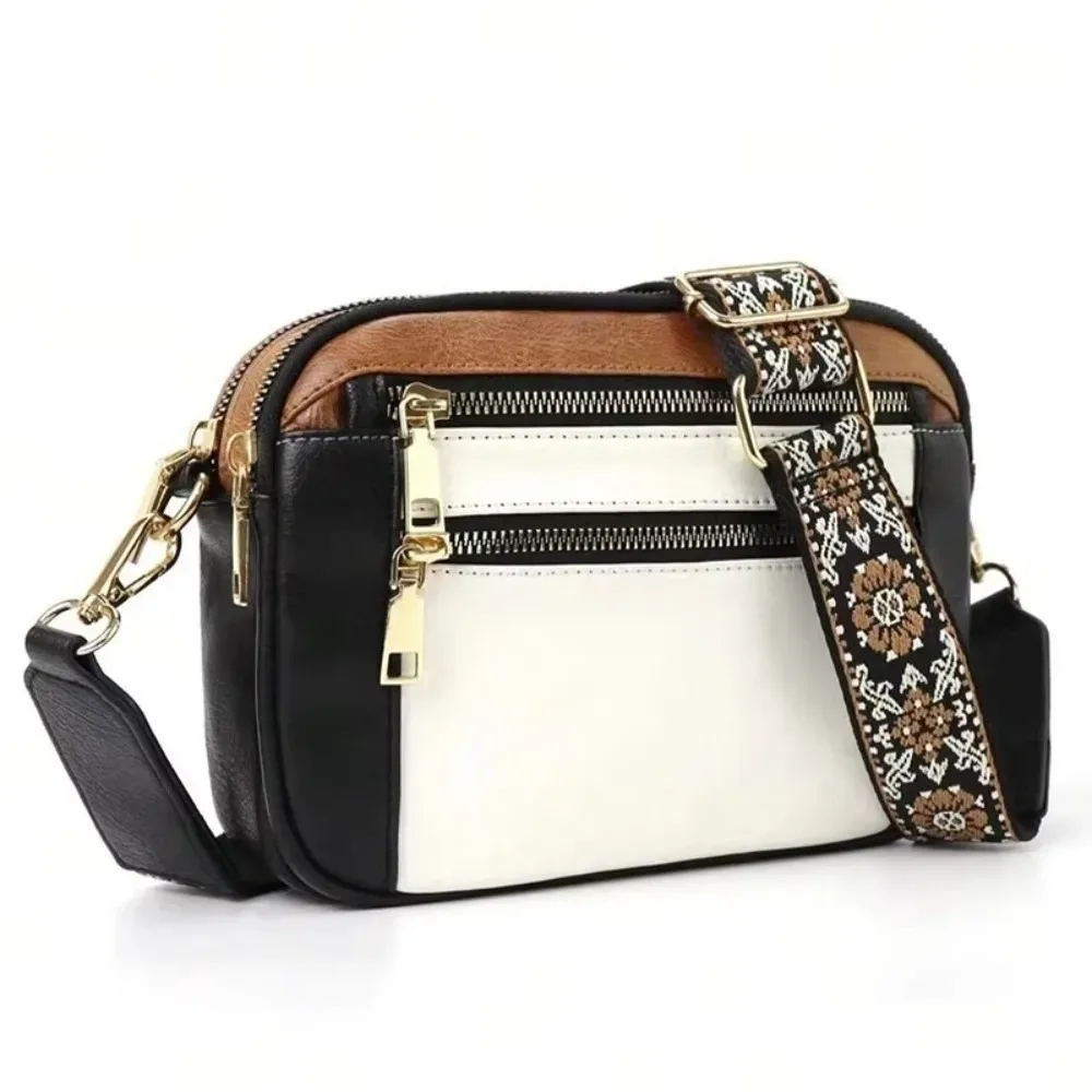 sac à bandoulière multifonctionnel rétro, fermeture éclair, sangle réglable, petit sac carré