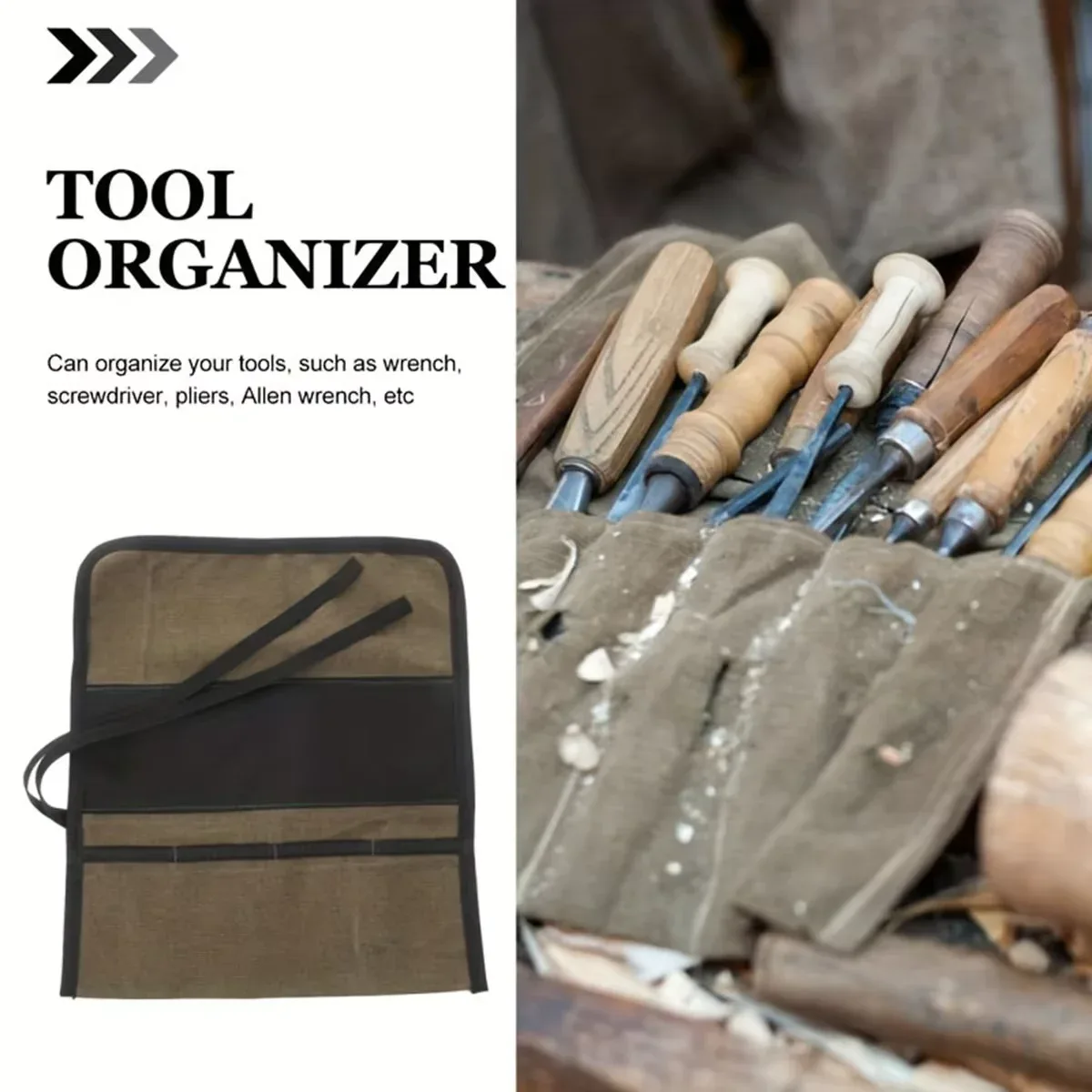 sac à outils multi-poches multi-usages enroulable en tissu oxford, pochette pour clés, tournevis, perceuses, étui de rangement, sac à outils suspendu
