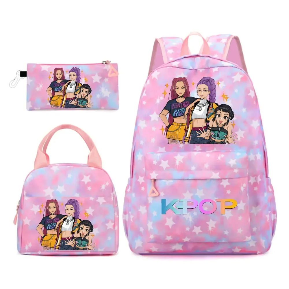 sac à dos kpop demon hunters pour filles, enfants, sacs à crayons, sacs à déjeuner, sacs à livres, sacs d'école pour femmes et adolescentes, ensembles de sacs à dos de voyage pour ordinateur portable