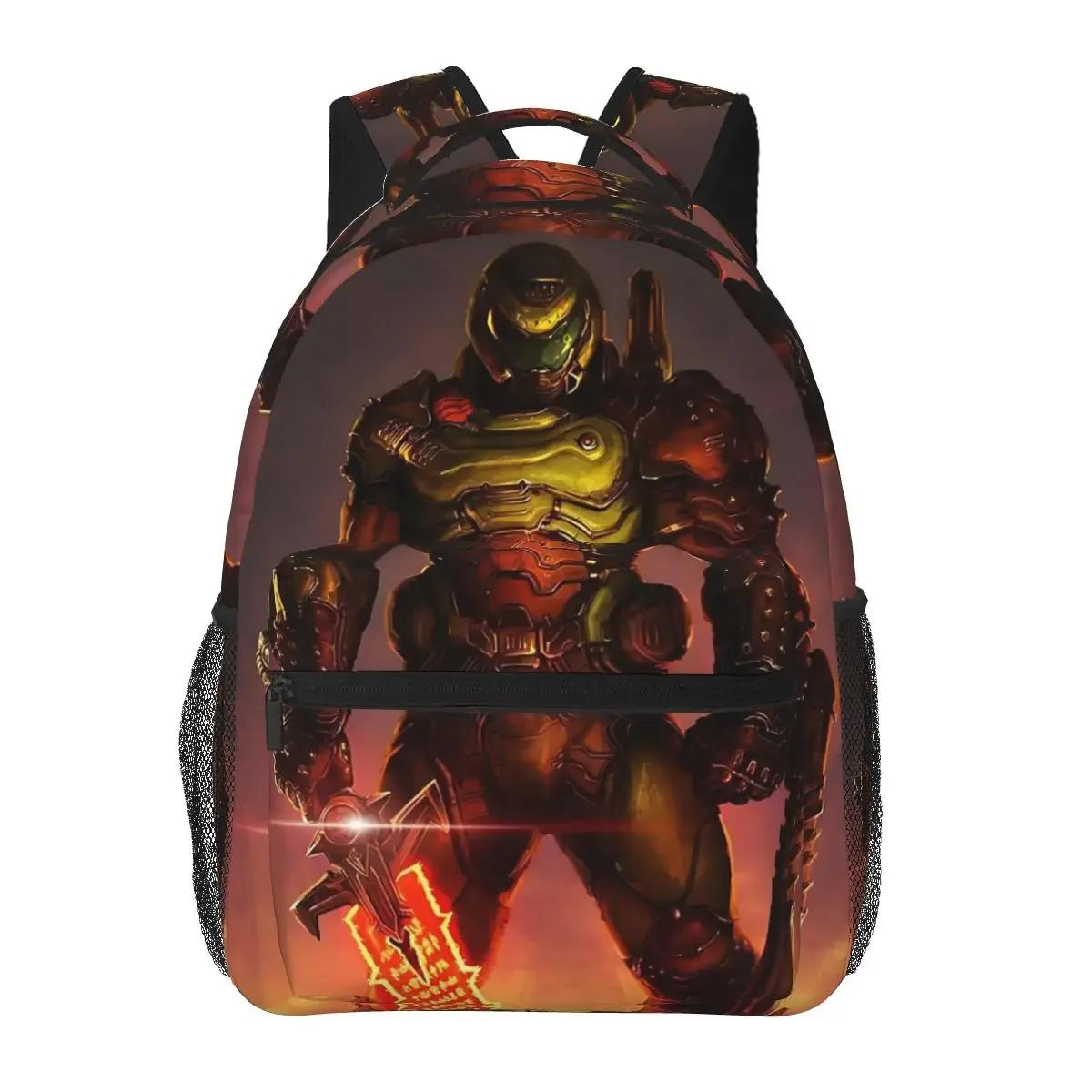 og doom slayer – sac à dos de jeu pour étudiants, sac d'école, sac à dos de randonnée, de voyage, pour garçons et filles, sac à livres à la mode, sacs à bandoulière