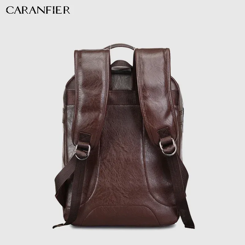 sac dos cuir pu marron foncé vintage bandoulière arquée poche latérale anti rayures grande capacité usage scolaire voyage