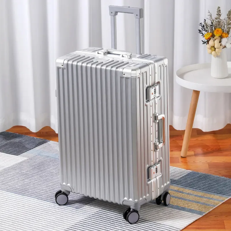valise à roulettes de 28 pouces grande capacité avec cadre en aluminium, coque épaissie, bagage d'affaires avec serrure tsa intégrée