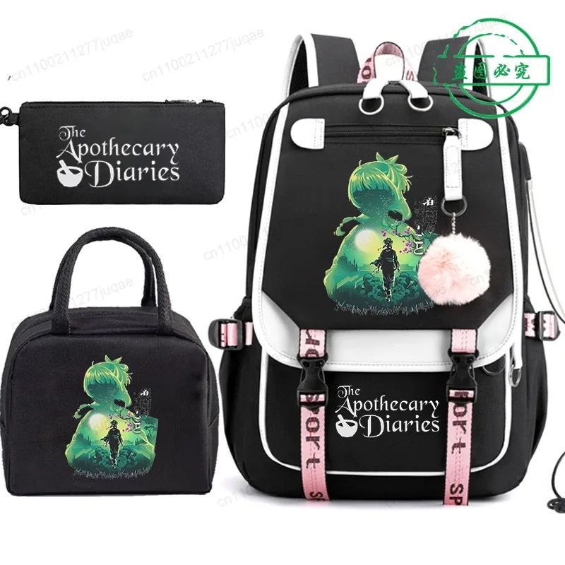the apothecary diaries maomao anime cartable école sac à dos adolescents fille sac à dos décontracté étudiant retour à l'école bookbag 3 pièces/ensemble