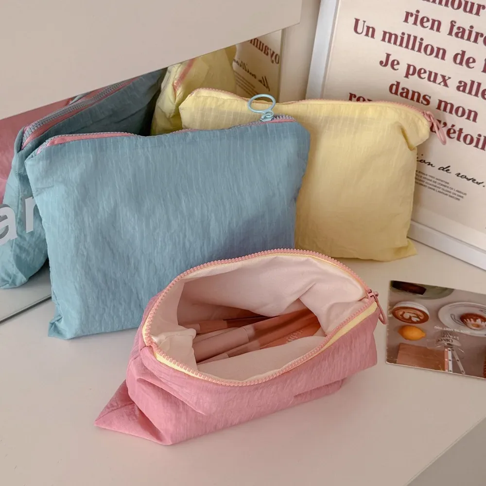 nouvelle trousse de maquillage à carreaux pour femmes, grande capacité, pochette à fermeture éclair en nylon, pochette de voyage, organisateur de cosmétiques, sac de rangement à fermeture éclair, косметика