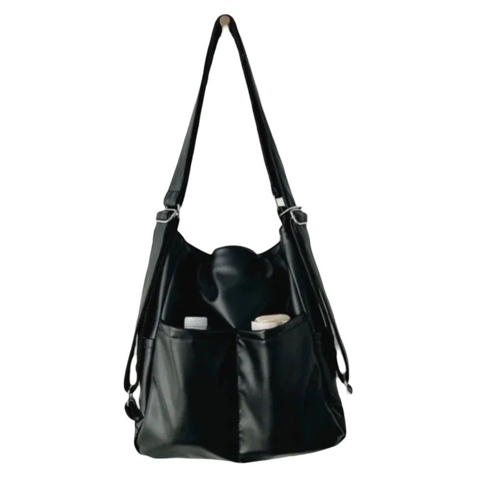 sac à dos de transport rétro portable de grande capacité, sac à bandoulière de voyage de couleur unie, sac à main décontracté pour étudiant